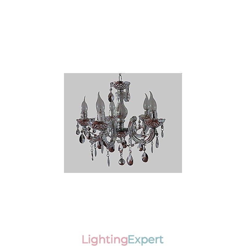Modern Silver Acrylic Crystal Style Chandelier With 5 Lights