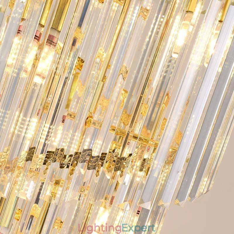 Crystal Pendant Light Duplex Tapered Decorative Ceiling Light 70cm