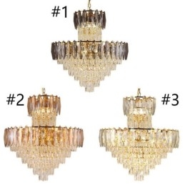 Tapered Crystal Pendant Light Duplex Decorative Ceiling Light 80cm