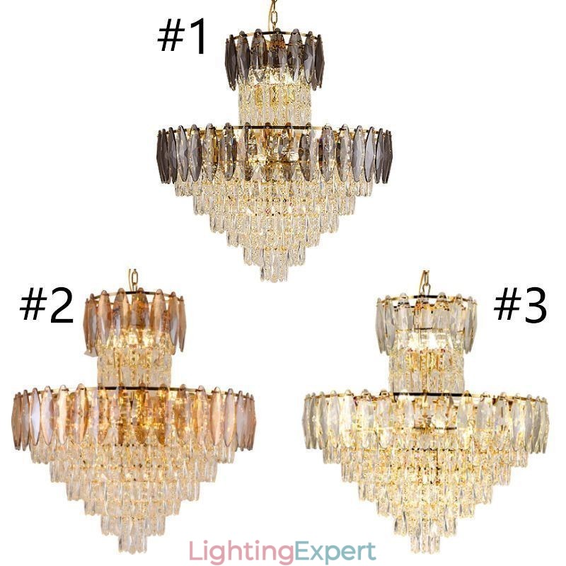 Tapered Crystal Pendant Light Duplex Decorative Ceiling Light 80cm