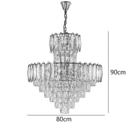 Tapered Crystal Pendant Light Duplex Decorative Ceiling Light 80cm