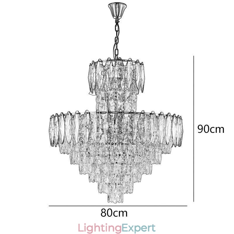 Tapered Crystal Pendant Light Duplex Decorative Ceiling Light 80cm