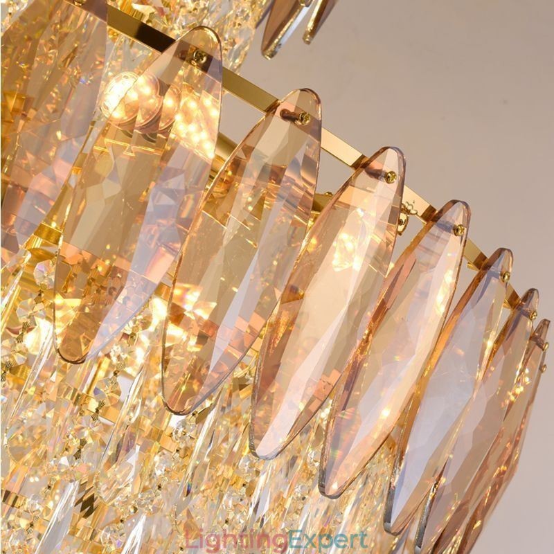 Tapered Crystal Pendant Light Duplex Decorative Ceiling Light 80cm