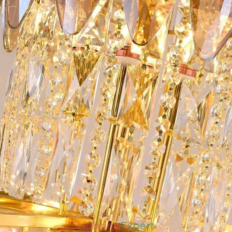 Tapered Crystal Pendant Light Duplex Decorative Ceiling Light 80cm