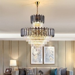 Tapered Crystal Pendant Light Duplex Decorative Ceiling Light