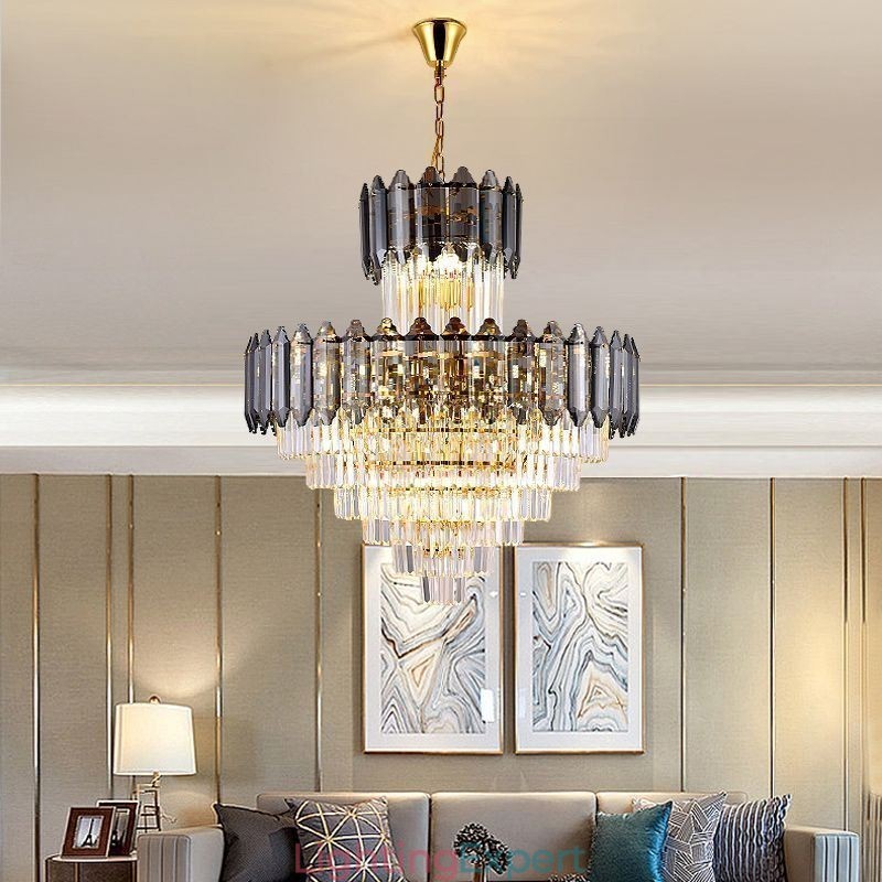 Tapered Crystal Pendant Light Duplex Decorative Ceiling Light