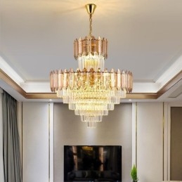Tapered Crystal Pendant Light Duplex Decorative Ceiling Light