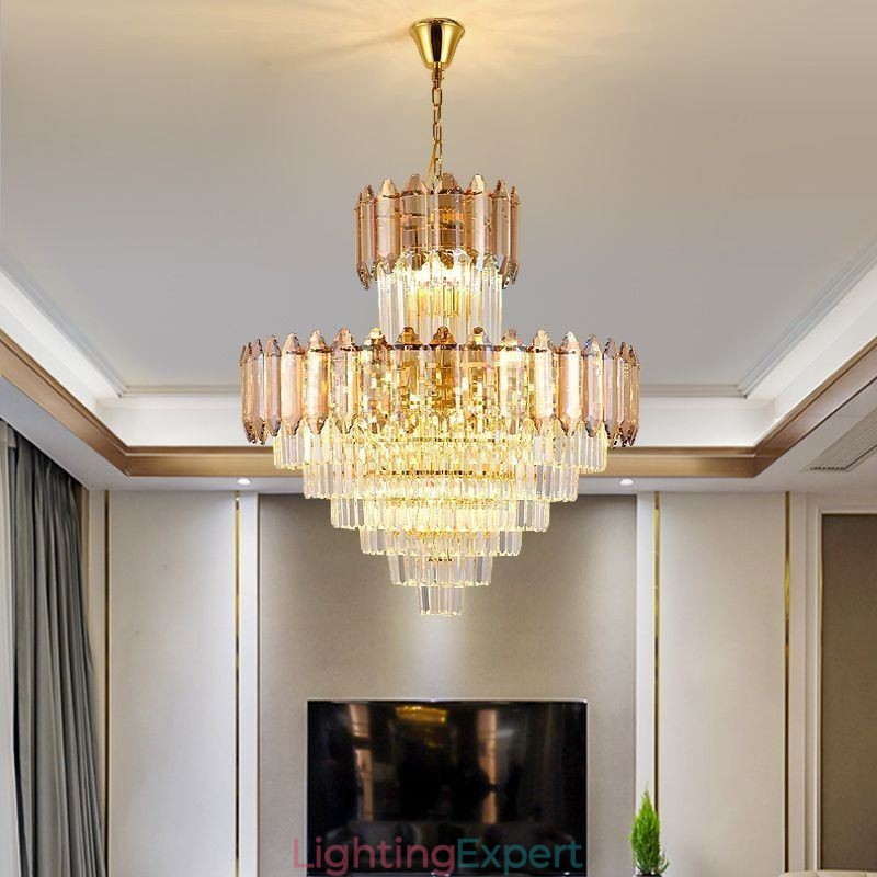 Tapered Crystal Pendant Light Duplex Decorative Ceiling Light