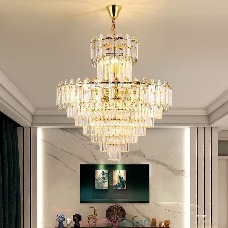 Tapered Crystal Pendant Light Duplex Decorative Ceiling Light