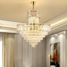 Tapered Crystal Pendant Light Duplex Decorative Ceiling Light