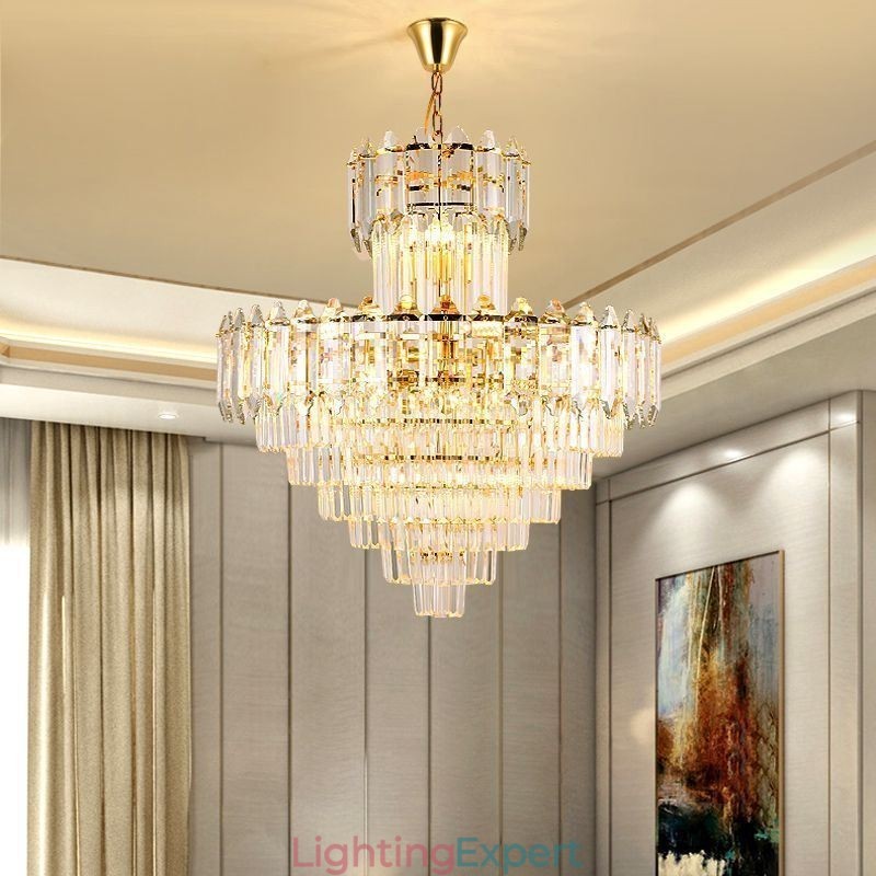 Tapered Crystal Pendant Light Duplex Decorative Ceiling Light