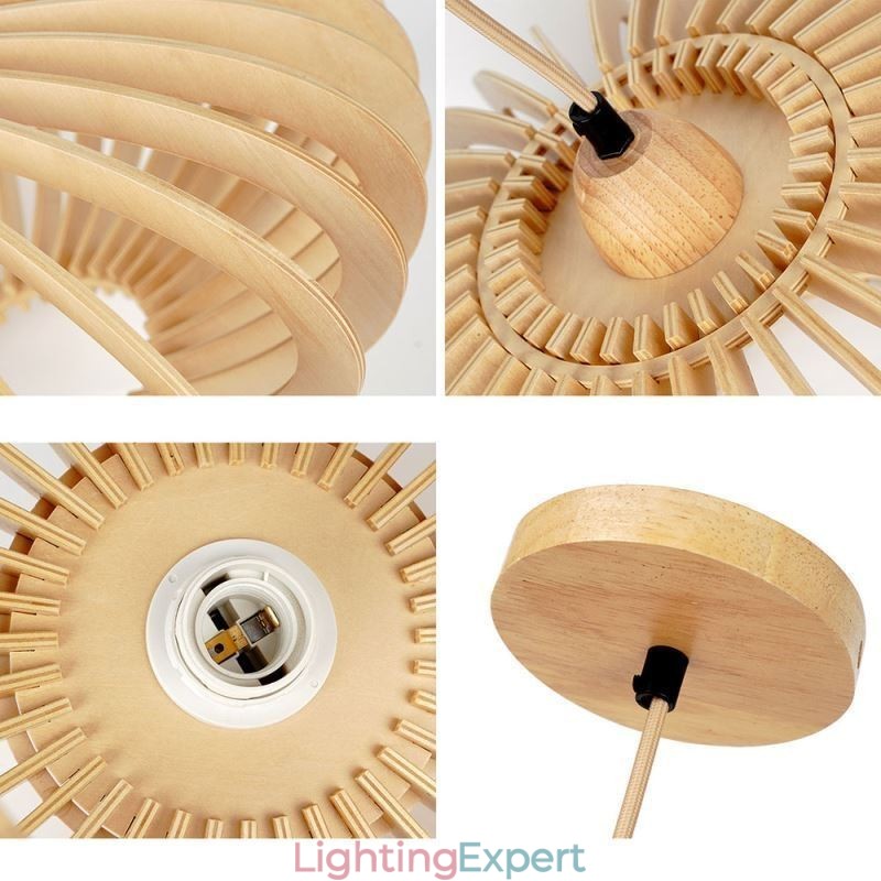 Log Basswood Ceiling Light 17cm Oval Wooden Lampshade