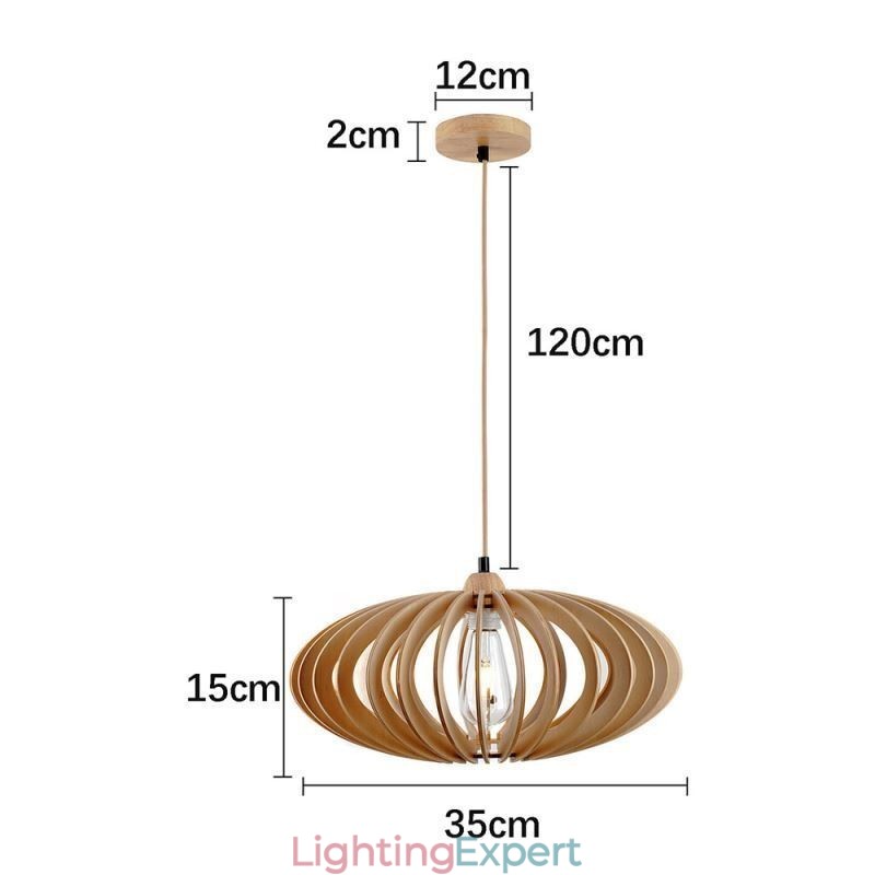 Log Basswood Ceiling Light 17cm Oval Wooden Lampshade