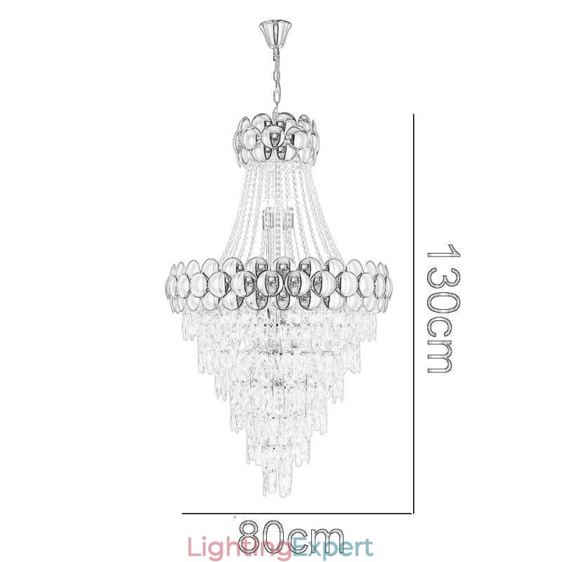 Crystal Pendant Light Electroplated Gold Duplex Luxury Decrative Ceiling Lamp 80cm