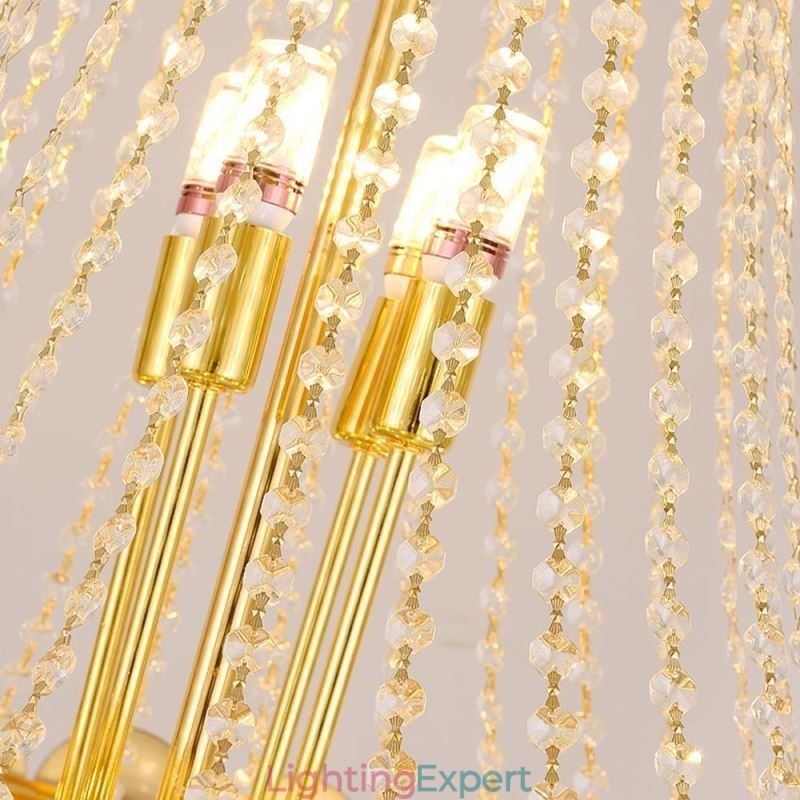 Crystal Pendant Light Electroplated Gold Duplex Luxury Decrative Ceiling Lamp 80cm