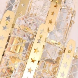 Crystal Pendant Light 4th Floor Luxury Decrative Ceiling Light with Golden Hollow Iron Sheet