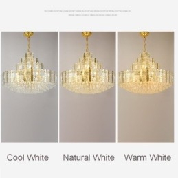 Crystal Pendant Light 4th Floor Luxury Decrative Ceiling Light with Golden Hollow Iron Sheet