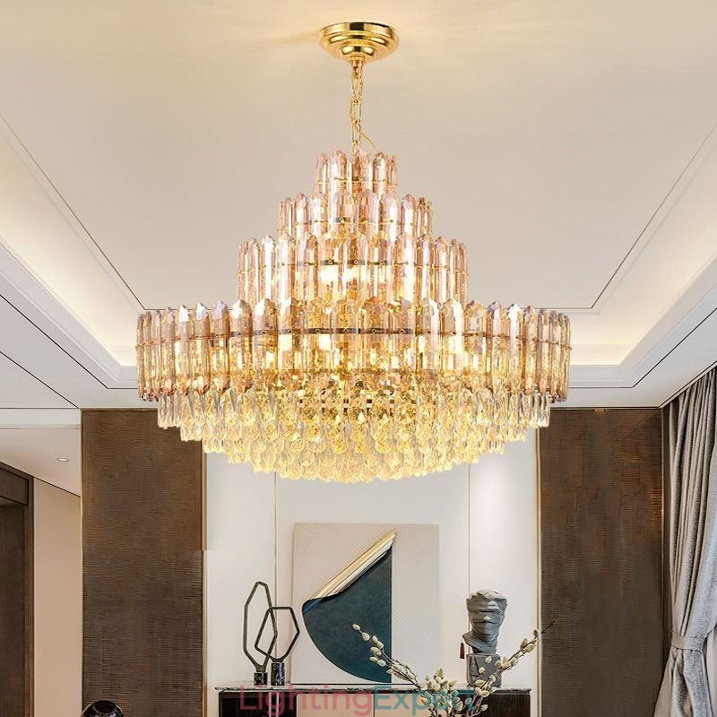 Crystal Pendant Light Four Layers Luxury Decrative Ceiling Light 80cm