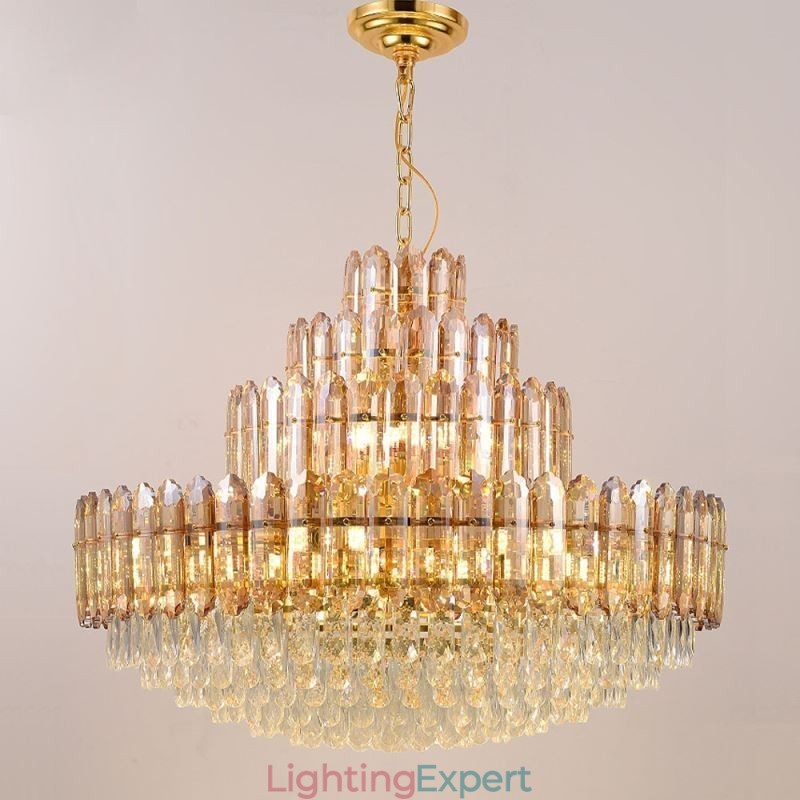 Crystal Pendant Light Four Layers Luxury Decrative Ceiling Light 80cm