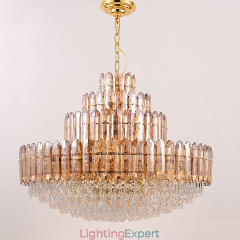 Crystal Pendant Light Four Layers Luxury Decrative Ceiling Light 80cm