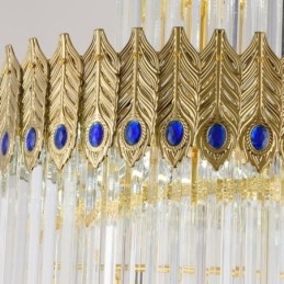 Gold Crystal Pendant Light Electroplated Gold Phoenix Tail Lampshade Ceiling Light