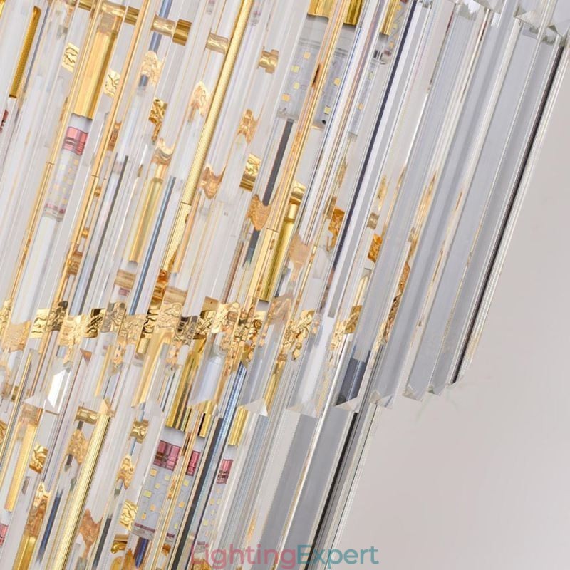 Gold Crystal Pendant Light Electroplated Gold Phoenix Tail Lampshade Ceiling Light