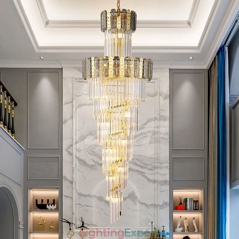 Gold Crystal Pendant Light Luxurious Decrative Ceiling Light φ60*H180cm