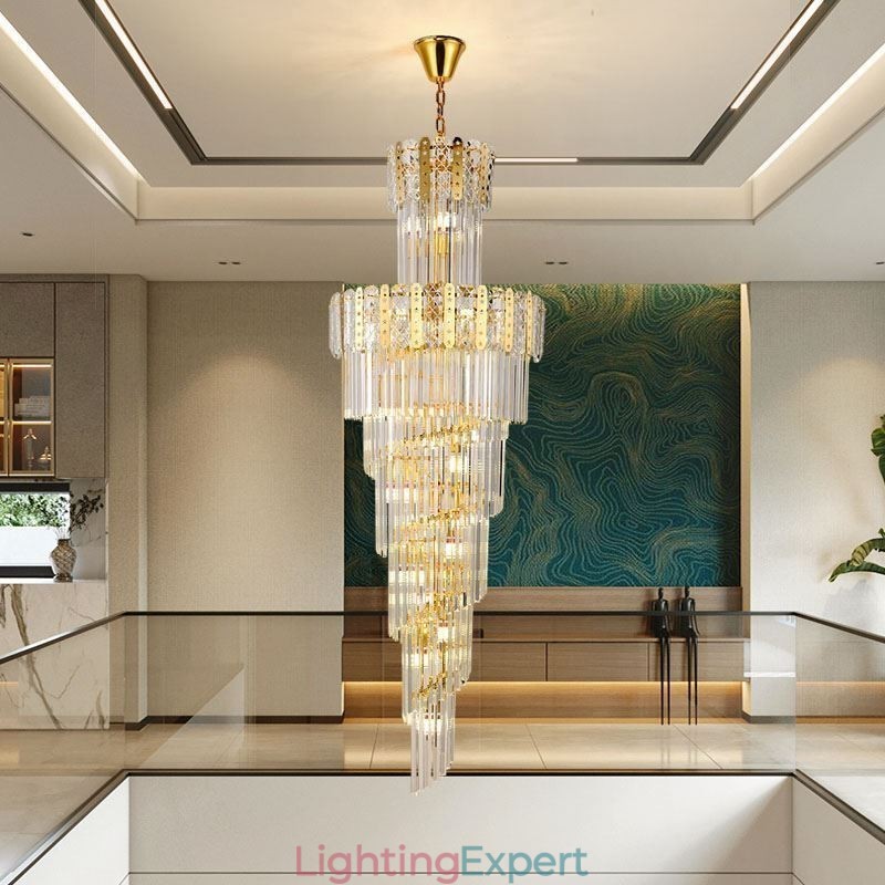 Gold Crystal Pendant Light Luxurious Decrative Ceiling Light φ60*H180cm