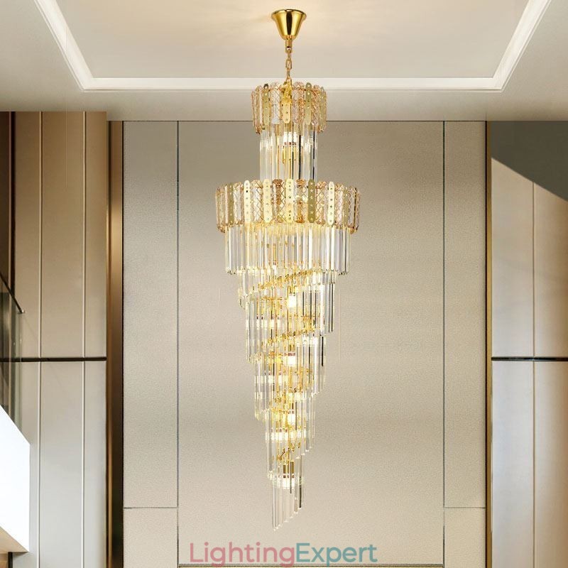 Gold Crystal Pendant Light Luxurious Decrative Ceiling Light φ60*H180cm