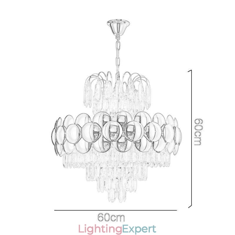 Crystal Pendant Light Electroplated Gold Luxury Decrative Ceiling Light 60cm