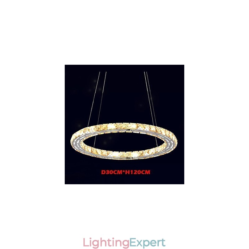 Crystal Pendant Light Lighting Lamps Modern Fixtures Amber K9 Crystal Round Single Ring 30CM