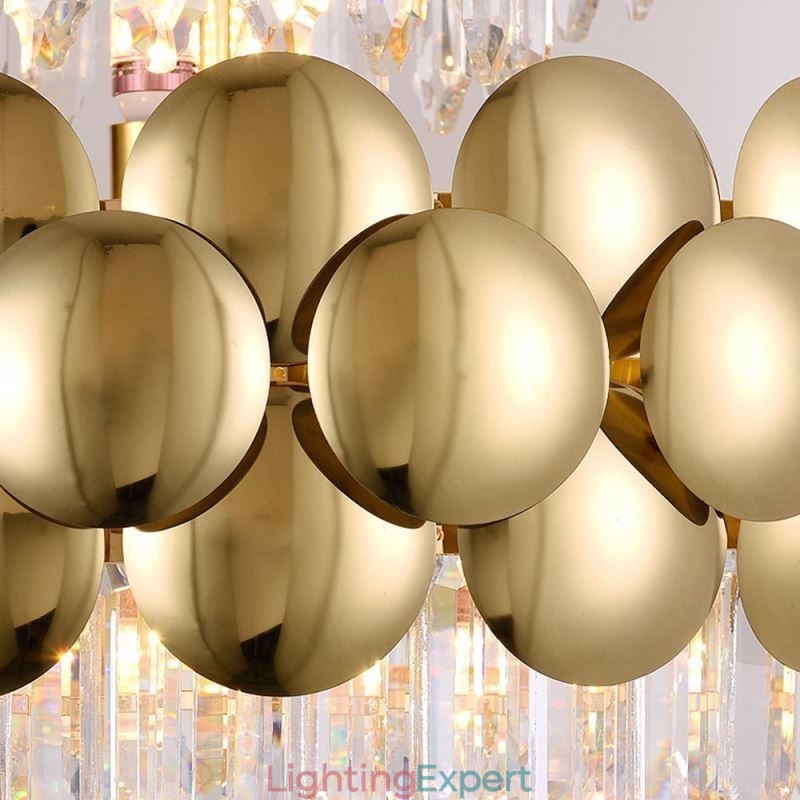 Crystal Pendant Light Electroplated Gold Luxury Decrative Ceiling Light 60cm