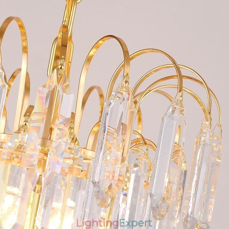 Crystal Pendant Light Electroplated Gold Luxury Decrative Ceiling Light 60cm