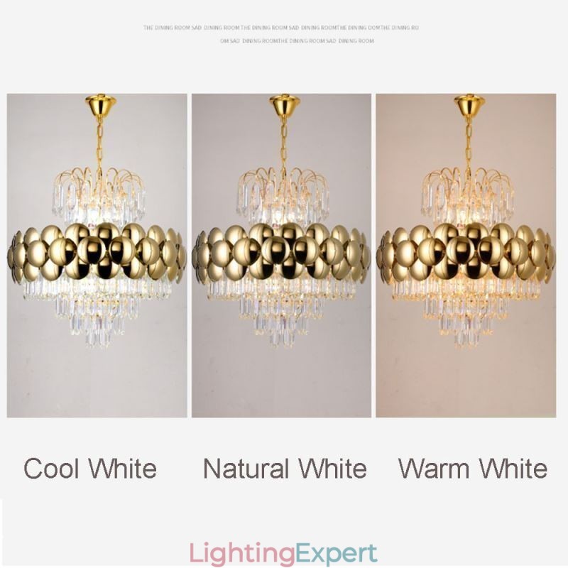 Crystal Pendant Light Electroplated Gold Luxury Decrative Ceiling Light 60cm