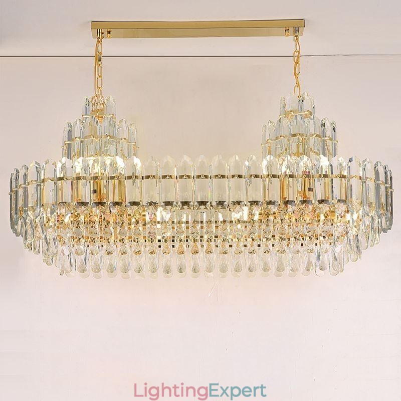 Crystal Pendant Light Rectangular Luxury Decrative Ceiling Light 100cm