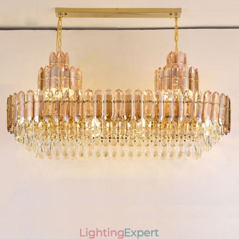 Crystal Pendant Light Rectangular Luxury Decrative Ceiling Light 100cm