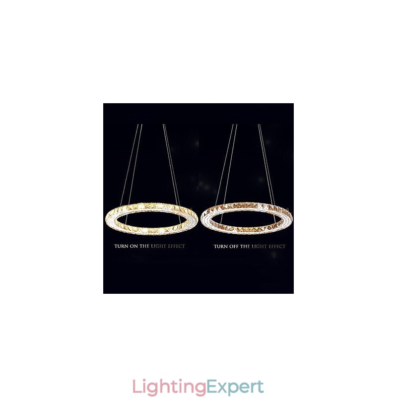 Crystal Pendant Light Lighting Lamps Modern Fixtures Amber K9 Crystal Round Single Ring 30CM