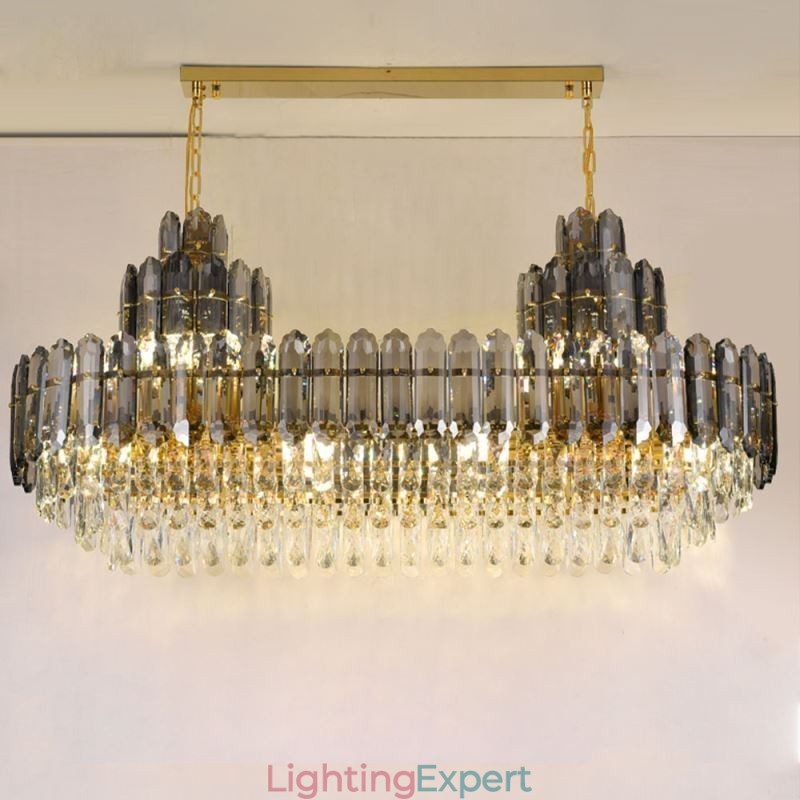 Crystal Pendant Light Rectangular Luxury Decrative Ceiling Light 100cm