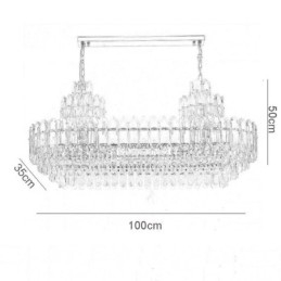 Crystal Pendant Light Rectangular Luxury Decrative Ceiling Light 100cm