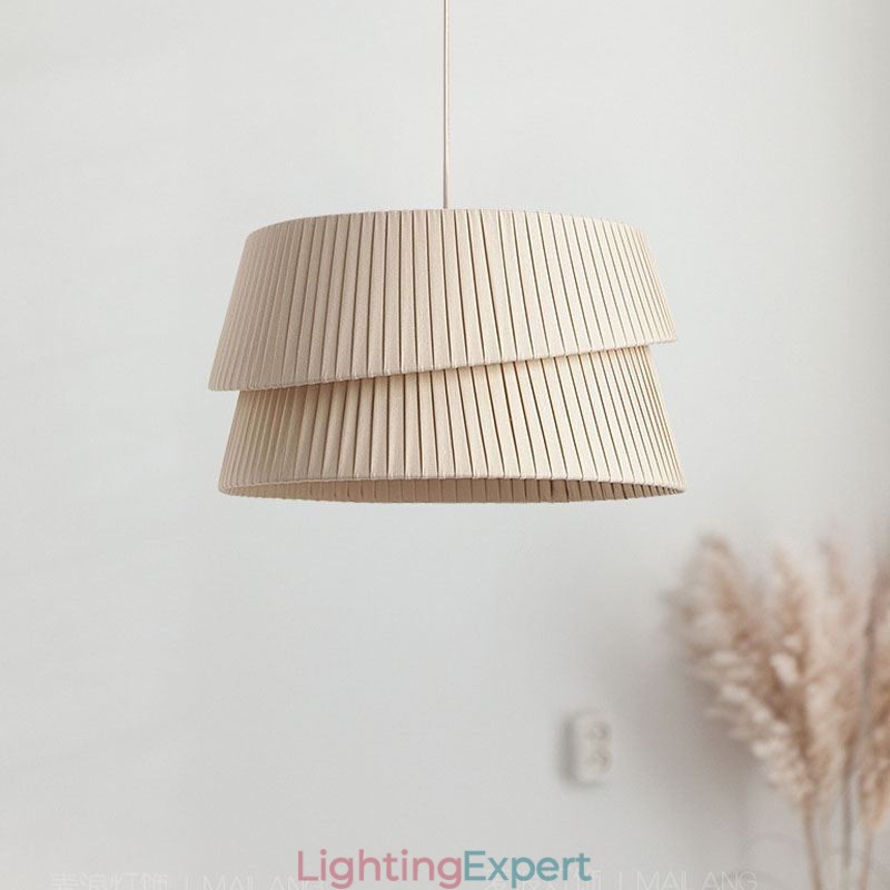 Pendant Light French Cream Style Double Layer Fabric Lampshade Ceiling Lamp