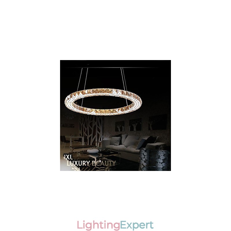 Crystal Pendant Light Lighting Lamps Modern Fixtures Amber K9 Crystal Round Single Ring 30CM