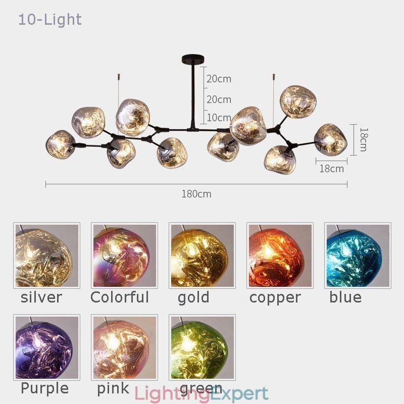 Nordic Ceiling Lamp Modern Electroplated Stained Glass Lampshade Pendant Light