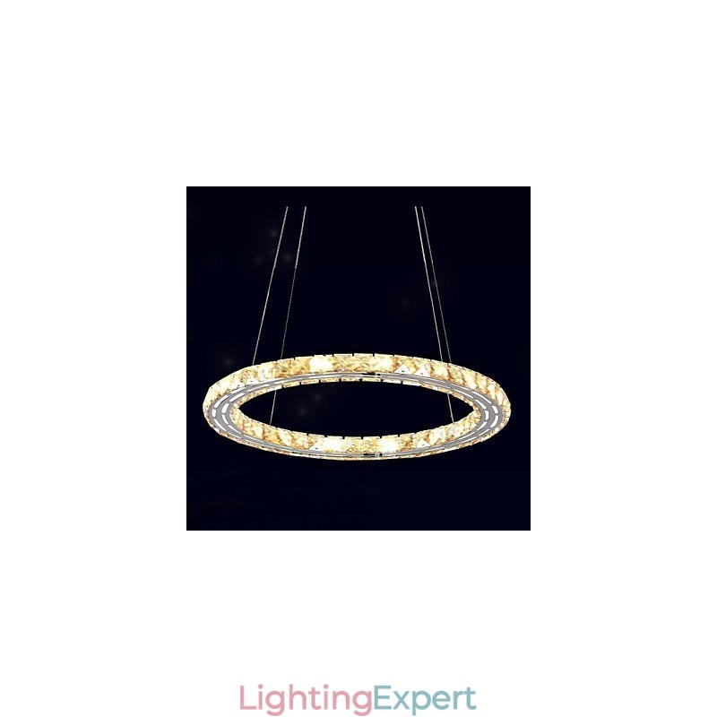 Crystal Pendant Light Lighting Lamps Modern Fixtures Amber K9 Crystal Round Single Ring 30CM