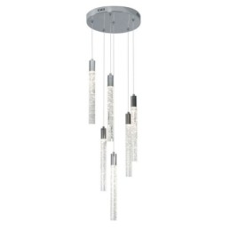 Pendant Light Chrome Crystal Column Cluster Ceiling Light