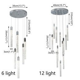 Pendant Light Chrome Crystal Column Cluster Ceiling Light