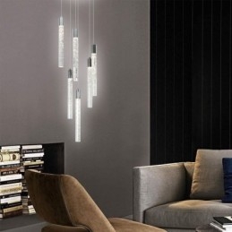 Pendant Light Chrome Crystal Column Cluster Ceiling Light