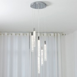 Pendant Light Chrome Crystal Column Cluster Ceiling Light