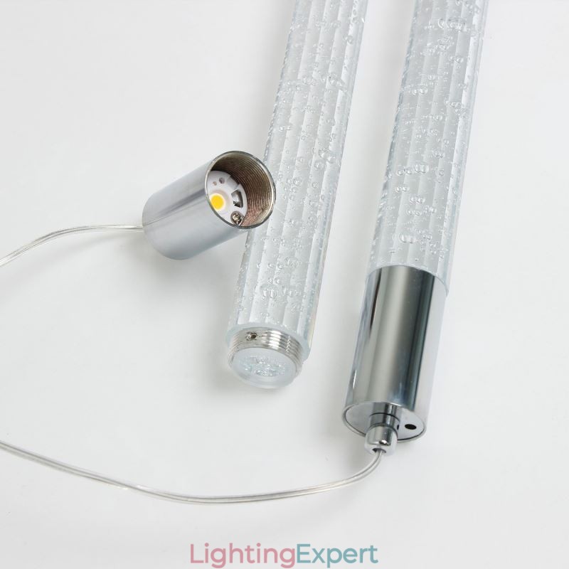 Pendant Light Chrome Crystal Column Cluster Ceiling Light