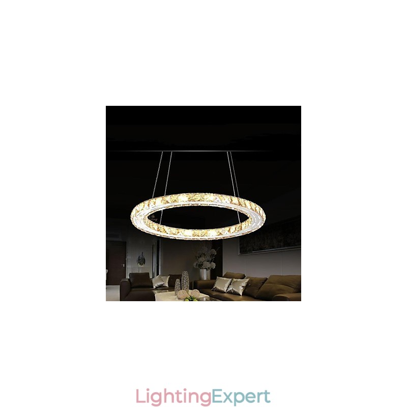 Crystal Pendant Light Lighting Lamps Modern Fixtures Amber K9 Crystal Round Single Ring 30CM