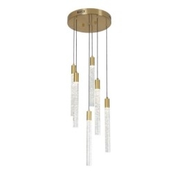 Pendant Light Copper Crystal Column Cluster Ceiling Light